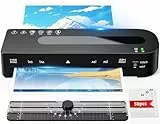 MAXDONE Laminiergerät A4 Laminiermaschine - Heiß und Kalt Laminiergerät 80-125 Mic mit 50 Laminierfolien, A4/A5/A6 Laminiergeräte Laminator 90-s Aufwärmen für Heimgebrauch Büro Schule Fotos (Schwarz)