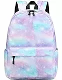 Lohol Leichter Schulrucksack für Mädchen, Kinder-Schulranzen-Rucksack mit Galaxie Aufdruck (Lila&Blau)