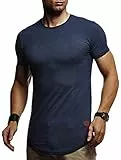 Leif Nelson T-Shirt Herren Sommer Rundhals-Ausschnitt (Dunkel Blau, Größe L), Regular Fit Herren-T-Shirt 100% Baumwolle, Basic Männer T-Shirt Kurzarm