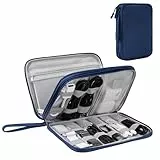 Arae Elektronik Zubehör Organizer, Kabeltasche Travel Essentials, Doppelschicht Reise Kabel Tasche, Electronic Accessories für Ladegerät, USB, SD Karten (Grau, L)