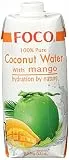 FOCO Kokoswasser mit Mango, erfrischender Durstlöscher, Sportgetränk, kalorienarm, von Natur aus vegan - 12 x 500 ml