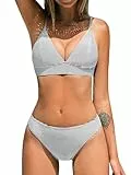 CUPSHE Damen Bikini Set Crossover Bustier High Waist Bikini Bademode Elegant Zweiteiliger Badeanzug Swimsuit Salbeigrün M