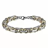 Cupimatch Königskette Armband Herren Edelstahl Biker Armband, Rechteck Armketten Fahrradkette Motorradkette Hochglanz Poliert Rock Armreif 22cm, Silber Gold Schwarz