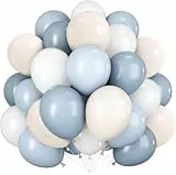 Luftballons Blau Weiss, 60 Stück Blaue Luftballons Staubig Blau Hellblau Weiss Latex Ballons, 12 Zoll Blaue Helium Ballons Für Babyparty, Baby Shower, Gender Reveal, Geburtstag, Hochzeit, Brautparty