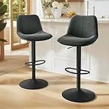 VASAGLE Barhocker 2er Set, Barstühle höhenverstellbar, drehbare Küchenhocker, mit ergonomischer Rückenlehne, Samt, für Kücheninsel, Hausbar, modern, anthrazitgrau LJB188G01