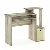 Furinno Econ Mehrzweck Home Office Computer Schreibtisch mit Ablage und Einschub, Sonoma Eiche/Elfenbein, 40 x 100.08 x 86.61 cm