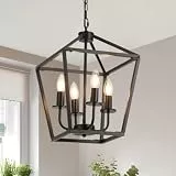ZenithBeam Kronleuchter Laterne Industrial Metall,E14*4-Licht HöHenverstellbare Bauernhaus Hängelampe,Rustikale Schwarz Schlafzimmerlampe,KüChen Esstisch Wohnzimmer Pendelleuchte Foyer Flur Esszimmer