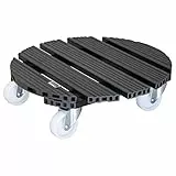 Wagner Pflanzenroller WPC Ø 38,5 x 11 cm I Blumenroller für Außenbereich + Innenbereich I Kübelroller aus FSC® Wood Plastic Composite, anthrazit I 2 Feststeller I Tragkraft 150 kg - 20054501