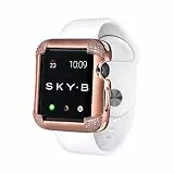 Sky B Apple Watch Case,Pavé Corners,Rose Gold,Series 1-3, 42mm
