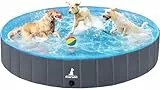 Pourbibi Hundepool fur Große Hunde, Faltbare Schwimmbecken Hund Planschbecken Dog Pool, Tragbar PVC Hundebadewanne Hundeschwimmbad für Große Kleine Hunde, 160 x 30 cm