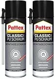 Pattex Classic PU-Montageschaum, Bauschaum für fast alle Bauuntergründe, starke Haftung, zum füllen und dämmen, 1x500ml (Packung mit 2)