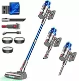 PINICO Akku Staubsauger, 550W 48000Pa Staubsauger Kabellos, Akkusauger mit Automatikmodus & Anti-Verhedderung-Bürste, Stabstaubsauger für Teppich, Hartboden und Tierhaare (Bleu Clair)