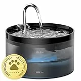 Katzenbrunnen, GIOTOHUN Super Silent Trinkbrunnen für Katze, 64oz Katzenbrunnen für Katzen, LED Licht, Aktivkohlefilter, Intelligente Pumpe, Durchsichtiger Wassertank, Zwei Wasserflussmuster, Schwarz