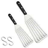 HaWare Fischspatel, Schlitzwender aus Edelstahl mit solidem ABS-Griff, flexibler Metall-Schlitzspatel zum Kochen, Wenden, Braten, Grillen, inklusive S-Haken, spülmaschinenfest (2 Stück, 27 cm und 31,5