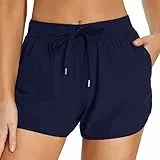 Badeshorts Damen Badehose Schnell Trocknendes Boardshorts UV-Schutz Bikini Shorts mit Taschen Sommer Wassersport Schwimmshorts Sporthose Kurze Schwimm Shorts für Damen Schwimmunterteil