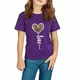 T-Shirt Mädchen Leopard Druck Kurzarm Kinder Baumwolle Sommer Tops Casual Rundhals Tees Mode Sport Shirt für Kinder Teenager Mädchen 7-14 Jahre (DE/NL/SE/PL, Numerisch, 150, Regular, Lila)