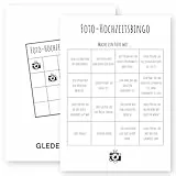 GLEDESTUND Foto-Hochzeitsbingo – Modernes & kreatives Hochzeitsspiel – 25 individuelle Bingo-Karten, nachhaltig produziert und in modernem, schlichtem Design
