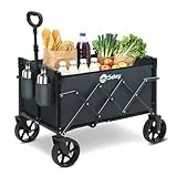 Sekey Bollerwagen Faltbar Klein 80KG, Handwagen Klappbar, Faltbarer Einkaufswagen Campingwagen mit Höhenverstellbarem Griff, Leicht & Platzsparend & Stabil, Mini 4029, Dunkelgrau