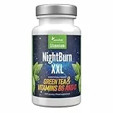 Premium Entkoffeinierter Grüner Tee, Vitamin B6 und Vitamin C – 30 Kapseln für 30 Tage – Nightburn XXL Slimmium Sensilab