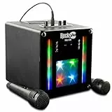 RockJam Singcube 5-Watt Rechargeable Bluetooth Karaoke Machine with Two Microphones, Voice Changing Effects & LED Lights