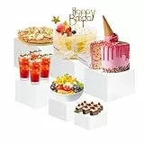 GOURDBRO Tortenständer, 6 Stück Cake Stand, Kuchenständer, Food Risers for Buffet, Acryl Buffet Ständer, Wiederverwendbar Display Organizer für Hochzeiten, Geburtstag, Partys, Cupcake (Weiß, 5-10 in)