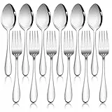 Gabel und Löffel Set, Joyfair 12 Stück Edelstahl Besteck Set für Zuhause/Restaurant/Hotel, Hochglanzpoliert & Spülmaschinenfest, 6 Esslöffel (18.8cm) + 6 Tafelgabeln (19cm)