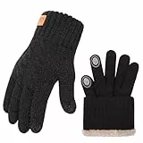 Abeillo Warme Handschuhe Damen mit Fleecefutter, Thermo Handschuhe Damen Winter, Touchscreen Kompatibel, Unisex, Schwarz, Sporthandschuhe für Outdoor, Laufen, Wandern, Skifahren, Radfahren