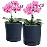PECZEKO Blumentopf matt, Pflanzkübel aus Übertopf Kunststoff Dekorativer Topf für, groß und klein Pflanzen, 2er-Set blumenkübel, blumenkübel kräutertopf (2 Pack) Anthrazit, ø 15 cm