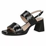 CAPRICE Damen Sandalen mit Absatz aus Leder mit Lack, Schwarz (Black Patent), 38 EU