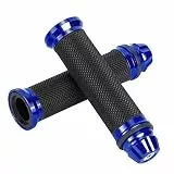 Fydun Motorrad Lenkergriffe Griff 22mm 1 Paar Motorrad CNC Aluminium Anti Rutsch Gummigriffe für 7/8 'Lenker Fahrrad (Blau)