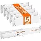 Lifewit 5 Stück Schubladentrenner, Verstellbar Schubladen Trenner für Innenlänge 35–55cm & Höhe＞10,5cm, Schubladen Organizer Schubladenteiler für Kleiderschrank Wickelkommode Schreibtisch Küche, Weiß