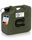 hünersdorff 801000 Kraftstoff-Kanister PROFI 10l für Benzin, Diesel und andere Gefahrgüter, UN-Zulassung, made in Germany, TÜV-geprüfte Produktion, oliv