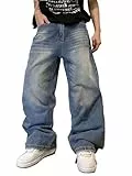 Zewool Herren Hip Hop Baggy Jeans Weite Beinform Skater Lässige Lockere Denim-Hosen Y2K Skateboard Streetwear Gerade Entspannte Passform Y2K Bewegungsfreiheit Skateboard,C10 Blau,M