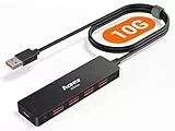Aceele USB 3.2 Gen 2 Hub mit 4 USB-A-Anschlüssen, USB 3.2 Datenhub, USB HUB 3.2 geeignet für Laptops, Desktops PC, Xbox und Mac usw mit Kabel 120cm