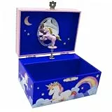 GICO Schmuckkästchen Einhorn für Mädchen Kinderspieluhr mit Musik, drehender Figur und Spiegel Geburtstagsgeschenk Mädchen Schmuckbox Kinder 15 x 13 x 9 cm - 92060
