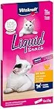 Vitakraft Liquid Snack, Katzen Leckerli, Katzensnack cremig, mit Huhn und Taurin, in einzelnen Sachets, unterstützt die Augen und das Herz (1 Paket mit 6x 15g)
