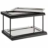 APS 11547 Buffet Vitrine Doppeldecker aus Buchenholz in schwarz mit Kunststoffwanne, 60 x 41 cm, H: 5 cm, inkl. GN 1/1 Tablett aus 18/10 Edelstahl und 2 Kühlakkus