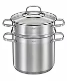 RÖSLE ELEGANCE Pastatopf, Hochwertiger Edelstahltopf zur Zubereitung von Nudeln oder Gemüse, 5 Liter, Edelstahl 18/10, Pastaeinsatz, Innenskalierung, Induktionsgeeignet, Spülmaschinengeeignet, 29 x 21,5 x 30,5 cm