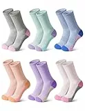 Auranso 6 Paar Baumwolle Socken Kinder, Atmungsaktiv Sportsocken, Unisex Tennissocken, Socken Jungen Mädchen 31-34, 35-38 Mehrfarbig 35-38