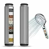2 Stück 15 Schichten Filter für Meko Handbrause, Ø 2,5 CM x Höhe 10,8 CM Ersatzfilter Duschfilter Handbrause, Filter für Hartes Wasser zum Filtern von Hartem Wasser Chlor Schwermetallen Geruch (Grau)