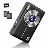 CAMKORY Digitalkamera 1080P FHD Kompakte Vlogging-Kamera 44MP 16X Digitalzoom Tragbar für Kinder, Jugendliche, Studenten & Senioren (Schwarz)