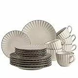 Mäser Kaffeeservice, Steinzeug Osita, Cremeweiß, Hellgrün