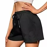 Jezonga Shorts Damen Sommer High Waist Sport Shorts Causal Kurze Schwarze Sporthose mit Taschen Running Freizeit Shorts L