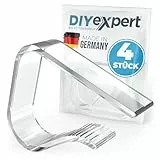 DIYexpert Tischtuchklammern Transparent Made in Germany [bis 45 mm] [4 Stück] Stabile Tischdeckenklammern – Wetterfest & rutschfest – Tischklammern für Garten, Balkon & Innenbereich