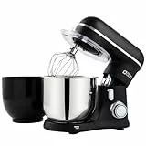 Kitchen in the box küchenmaschine, Zwei 3,5L Schüsseln, kleiner Knetmaschine, 10-Geschwindigkeits tragbarer, leichter Teigmaschine, mattes Rührmaschine mit Knethaken,Rührbesen und Schneebesen(Schwarz)