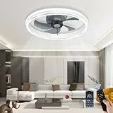 Deckenventilator mit Beleuchtung Weiß Leise, Deckenventilator mit Fernbedienung, Deckenlampe mit Ventilator 50cm, Reversibel Deckenleuchte Ventilator, Deckenventilatoren mit Timer.