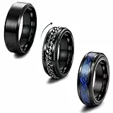 Milacolato 3 Ringe Herren Schwarz Fidget Ring Edelstahl Spinner Ring Cool Gedrehter Kette Anxiety Ring Keltischer Drache Bandring Engagement Ring Eheringe 8mm Breit