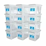 ATHLON TOOLS 12x 2L Aufbewahrungsboxen mit Deckel klein – 100% Neumaterial - transparent - BPA Frei – stapelbare Behälter – graue Verschlussclips – nahezu Luftdicht - Organizer