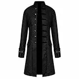 TIMELYE Halloween Herren Smoking Versorgen Kölner Frack Mantel Uniform Frack Jacke Smoking Uniform Unterteile Bequem Party Oberbekleidung Oversized Kostüm-Outfits Für Karneval Unterteile(3-Black,3XL)
