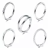 Yolev 5 Stück Septum Piercing Chirurgenstahl 18G Scharnier Nasenpiercing Ring 10mm Tragus Knorpel Silber Nasenring Piercings Schmuck Lippenpiercing Ring Augenbrauen Piercing Ringe